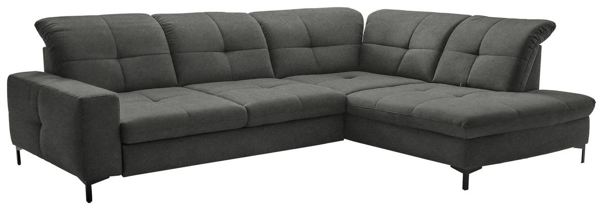 ECKSOFA in Chenille Dunkelgrau  310/240 cm  - Dunkelgrau/Schwarz, Design, Textil/Metall (310/240cm) - Xora