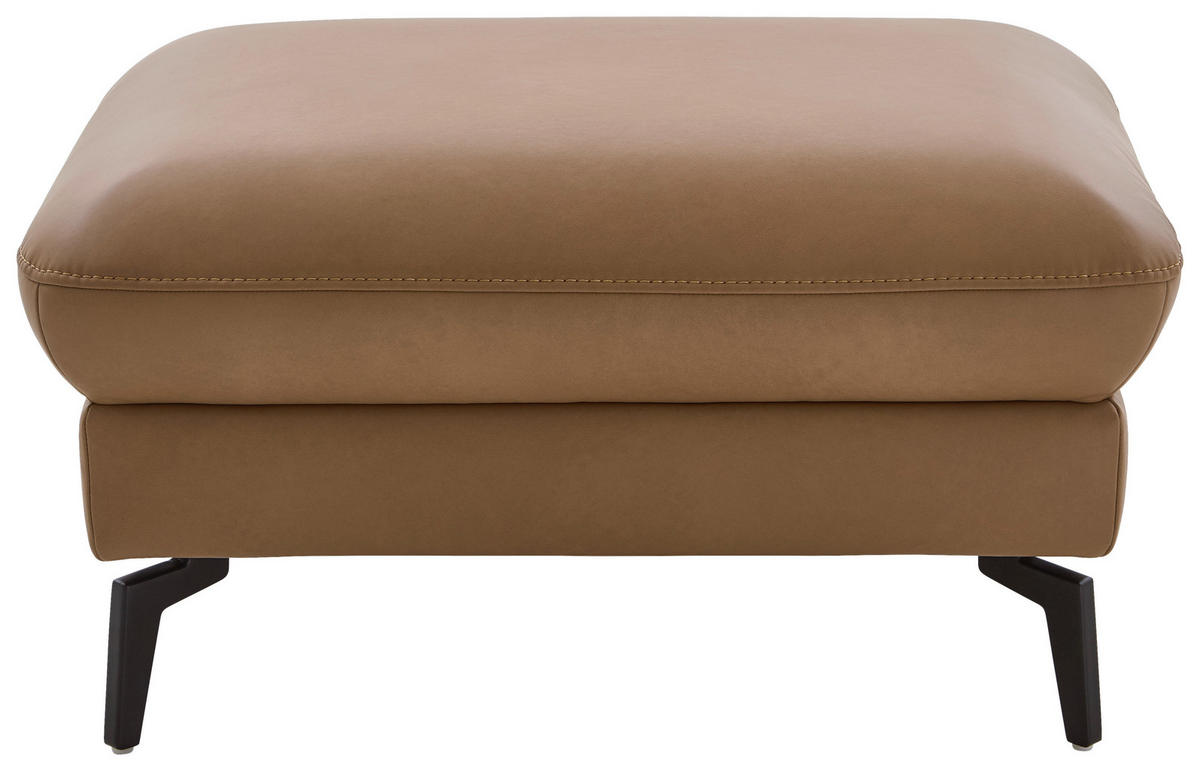 ECKSOFA in Echtleder Haselnussfarben  - Schwarz/Haselnussfarben, Natur, Leder/Metall (281/168cm) - Valdera