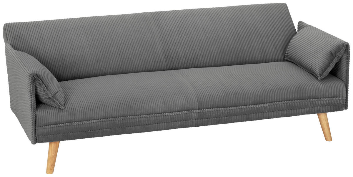SCHLAFSOFA Cord Grau  - Naturfarben/Grau, Design, Holz/Textil (193/81/92cm) - Livetastic
