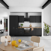 KÜCHENLEERBLOCK Touch 330 cm  in Schwarz, Eichefarben  - Edelstahlfarben/Eichefarben, MODERN, Holzwerkstoff/Metall (330cm) - Nobilia