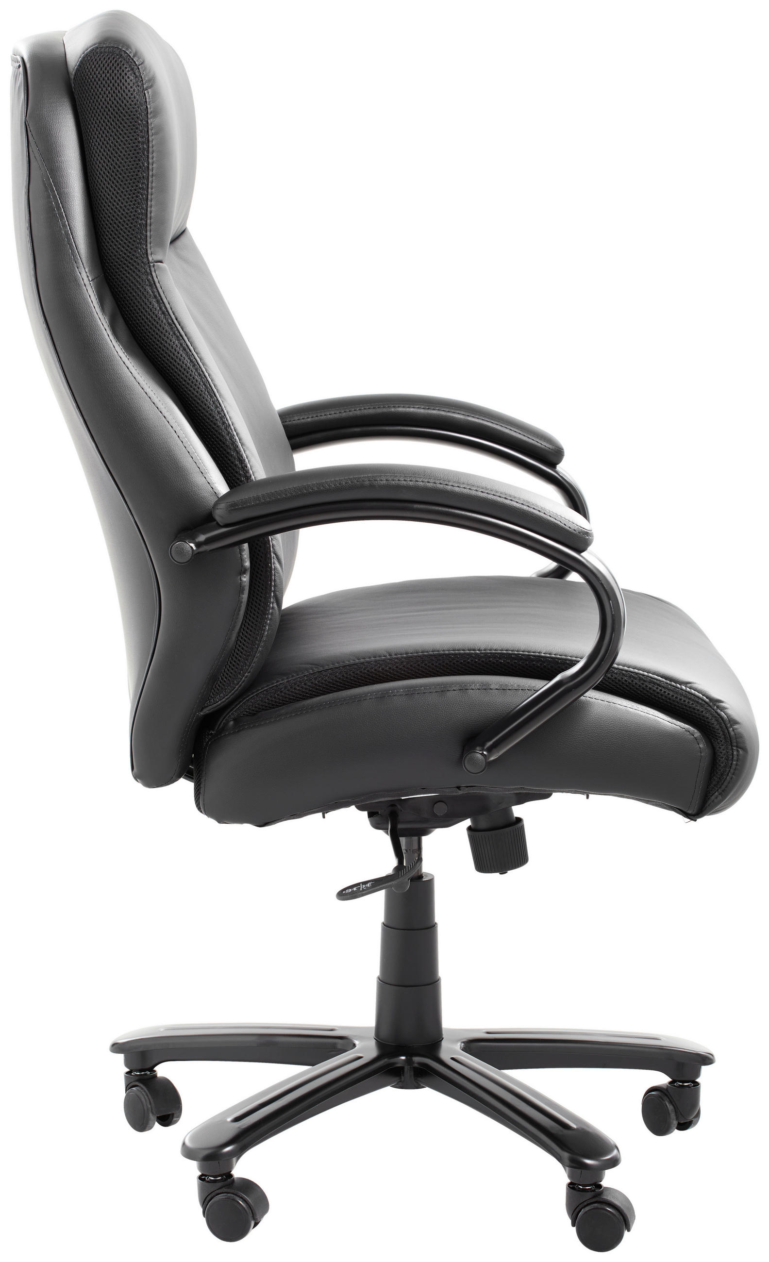 CHEFSESSEL Lederlook Schwarz  - Schwarz, KONVENTIONELL, Kunststoff/Textil (72/113-121/72cm) - Cantus