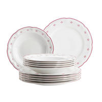 TAFELSERVICE LOVA 12-teilig  - Weiss/Rot, Basics, Keramik - Mäser