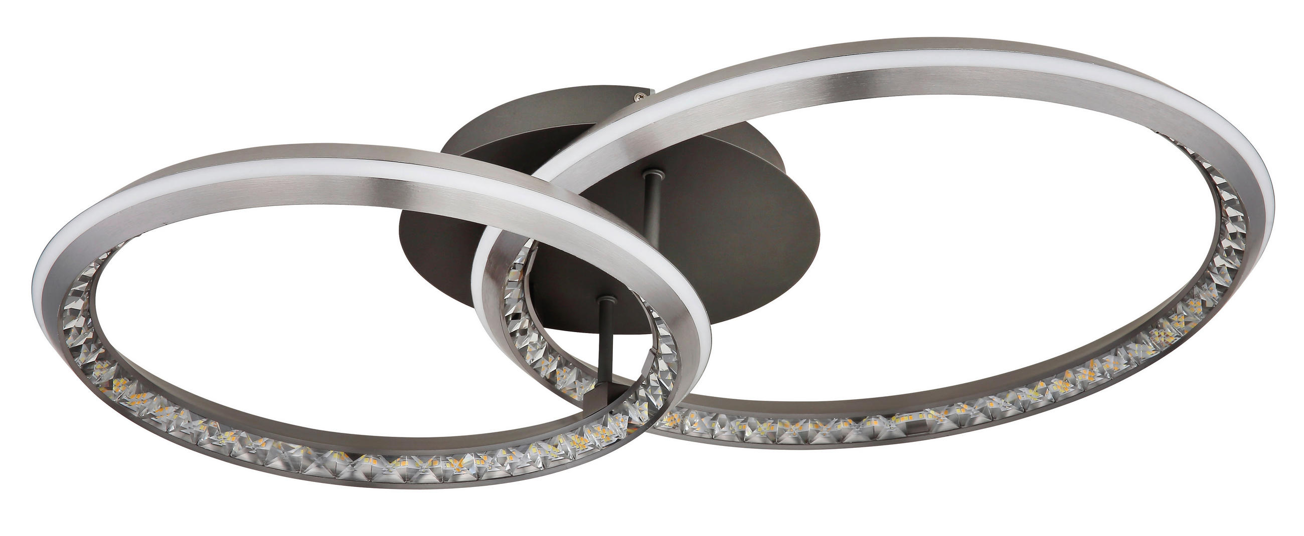 STROPNÍ LED SVÍTIDLO, 75/50/14 cm - šedá/opál, Design, kov/plast (75/50/14cm)