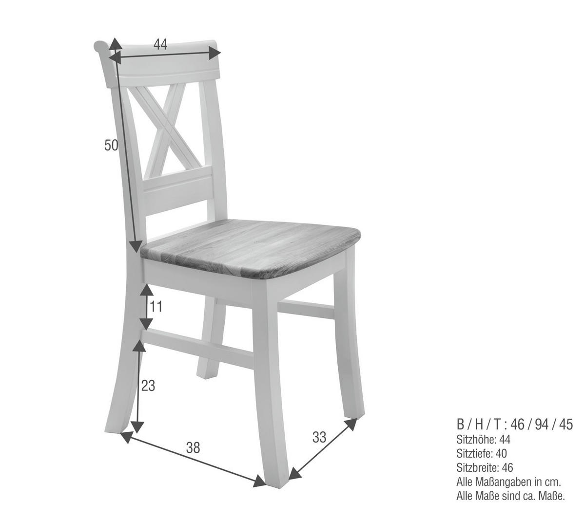 STUHL Weiß Kiefer massiv  - Weiß, Design, Holz (40/94/45cm) - Livetastic