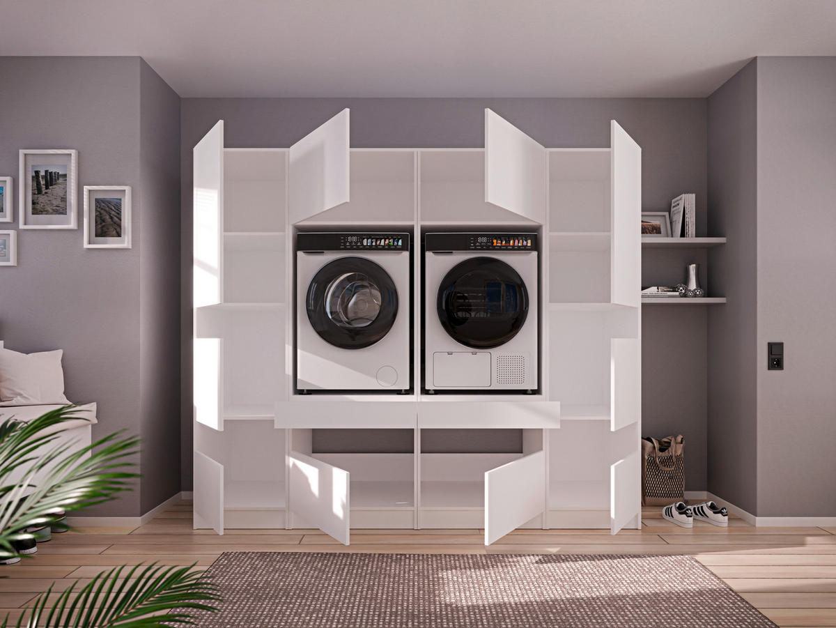 MEHRZWECKSCHRANK 50/200/68 cm  in Weiß  - Schwarz/Weiß, Design, Holzwerkstoff/Metall (50/200/68cm) - Milino