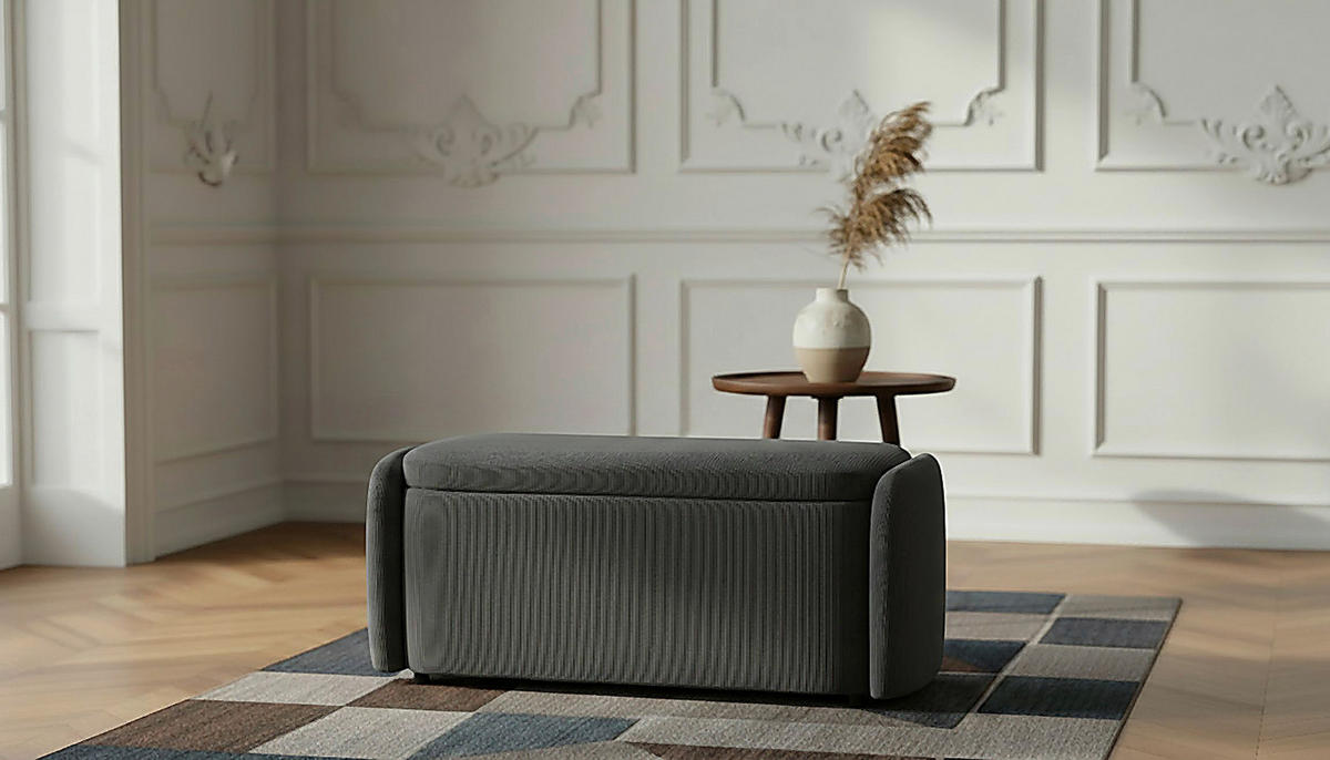 HOCKERBANK in Textil Grau  - Schwarz/Grau, Design, Kunststoff/Textil (114/47/42cm) - P & B