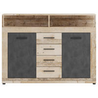 KOMMODE  in 119/96/32 cm  - Eichefarben/Anthrazit, Design, Holzwerkstoff/Kunststoff (119/96/32cm) - MID.YOU