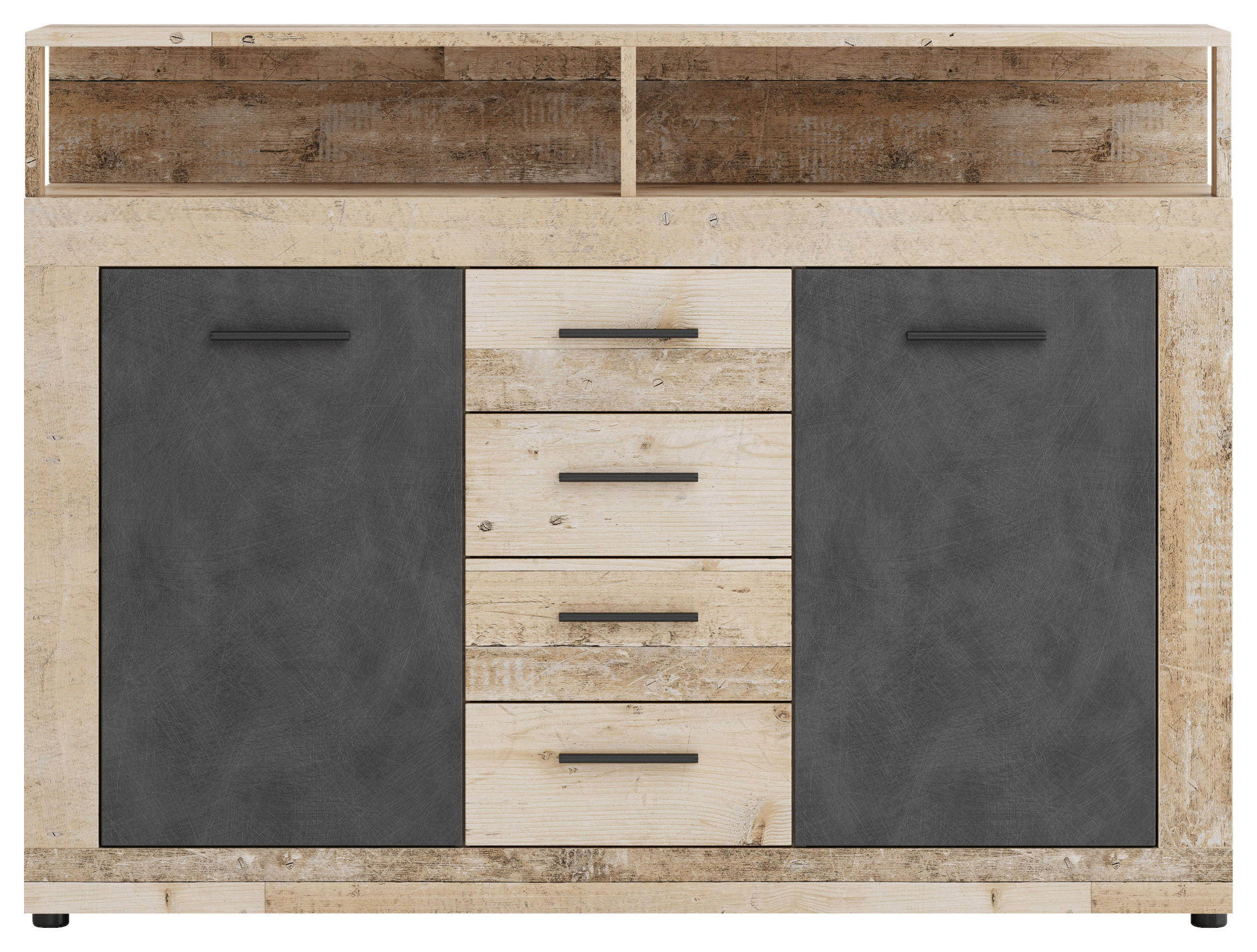 Mid.you Kommode Anthrazit, Eiche 119x96x32 cm