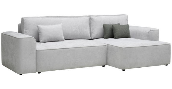 ECKSOFA Grau Plüsch  - Blaugrau/Schwarz, Design, Kunststoff/Textil (288/152cm) - Xora