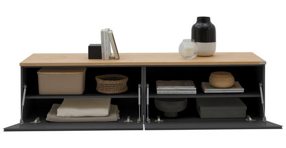 LOWBOARD  180/46/41 cm  erweiterbar, Typenauswahl, Beimöbel erhältlich, umfangreiches Zubehör erhältlich, stehend, hängend  - Eichefarben/Anthrazit, Design, Holzwerkstoff/Kunststoff (180/46/41cm) - Dieter Knoll