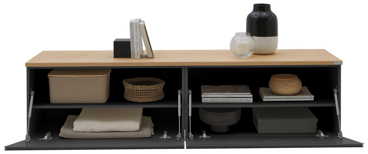 LOWBOARD  in 180/46/41 cm  - Eichefarben/Anthrazit, Design, Holzwerkstoff/Kunststoff (180/46/41cm) - Dieter Knoll