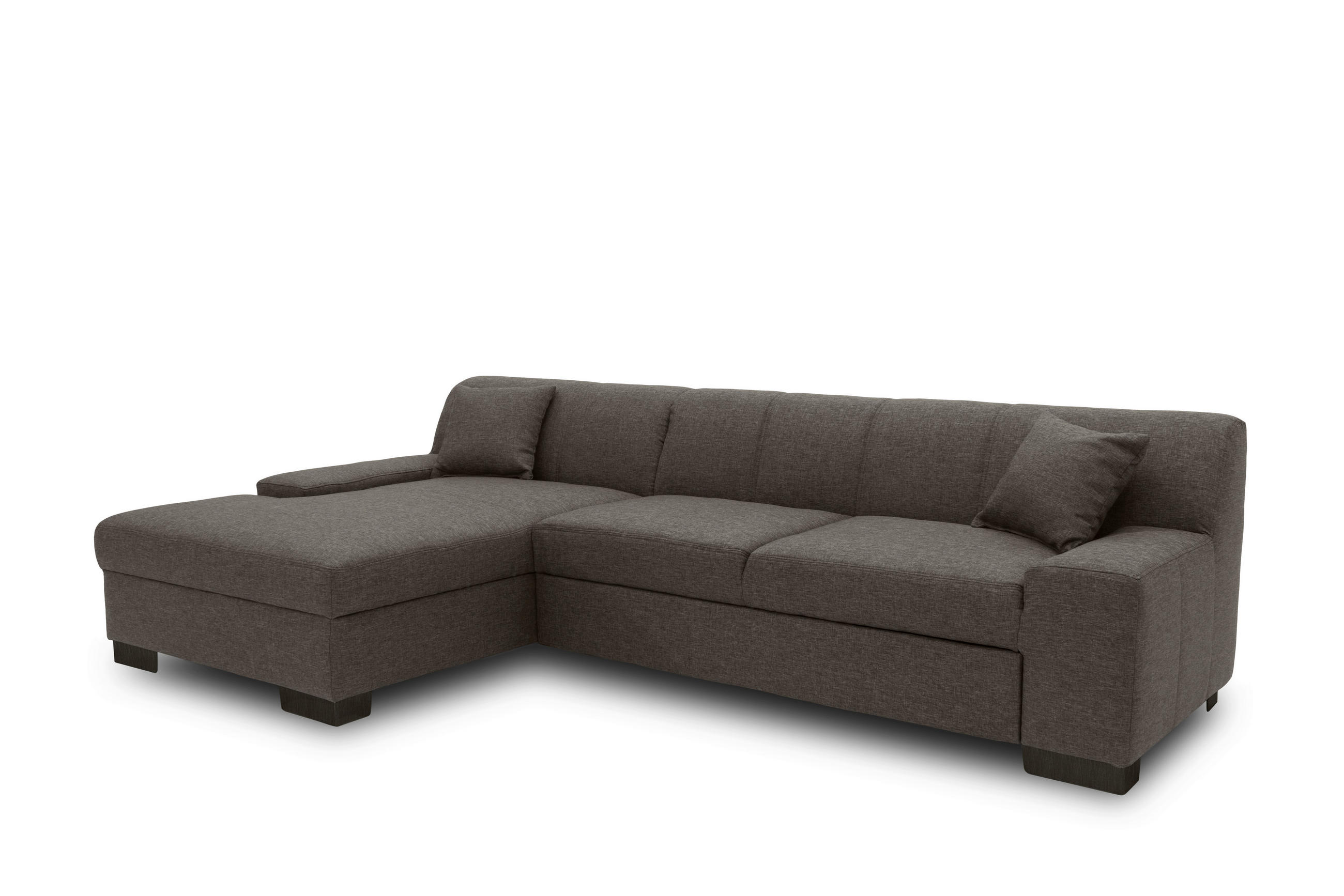 ECKSOFA Grau Webstoff  - Wengefarben/Grau, Design, Holz/Textil (153/268cm) - MID.YOU