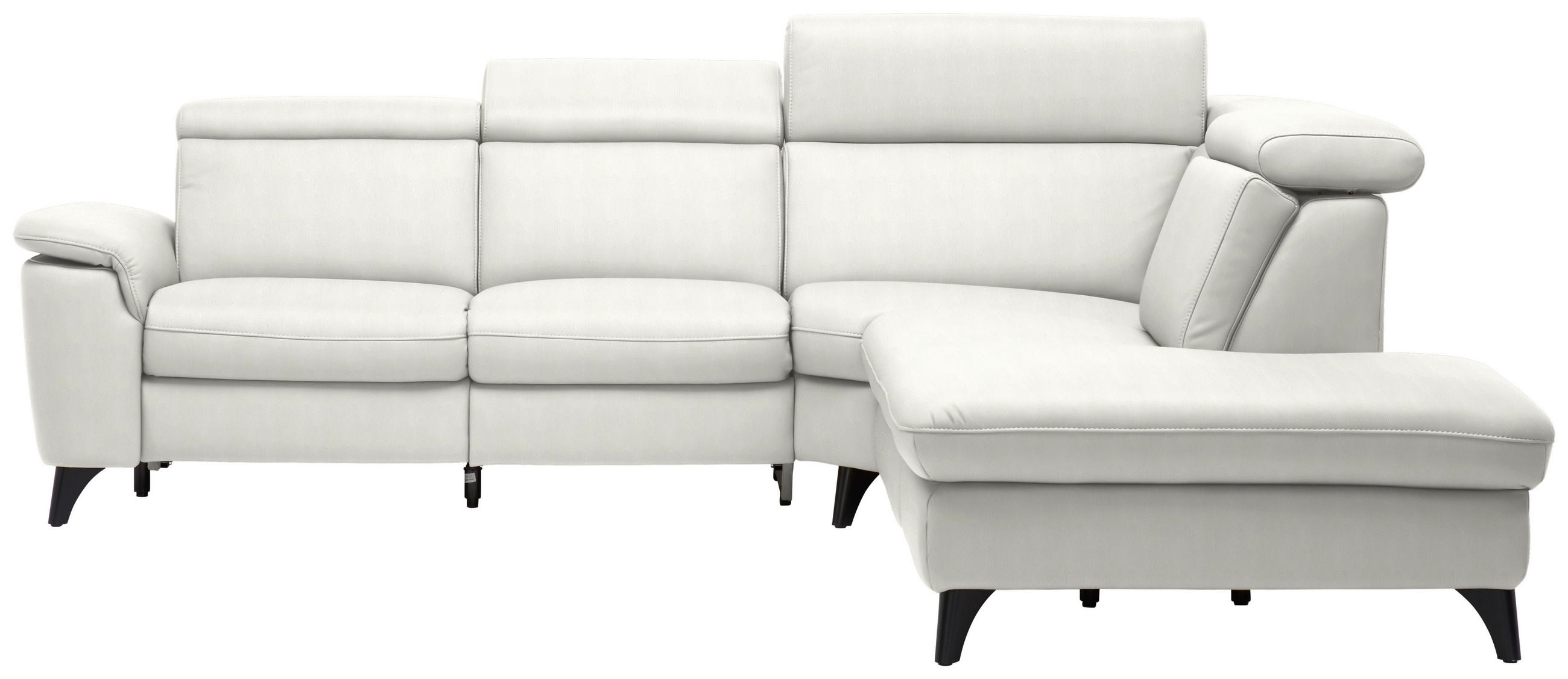 ECKSOFA in Echtleder Weiß  285/239 cm  - Schwarz/Weiß, Design, Leder/Metall (285/239cm) - Cantus