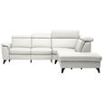 ECKSOFA in Echtleder Weiß  285/239 cm  - Schwarz/Weiß, Design, Leder/Metall (285/239cm) - Cantus
