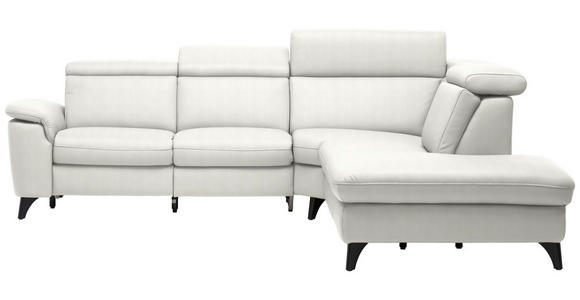 ECKSOFA in Echtleder Weiß  285/239 cm  - Schwarz/Weiß, Design, Leder/Metall (285/239cm) - Cantus