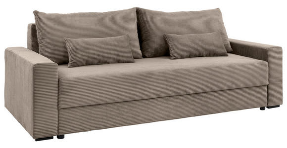 SCHLAFSOFA in Cord Taupe  - Taupe/Schwarz, KONVENTIONELL, Kunststoff/Textil (233/92/108cm) - Carryhome