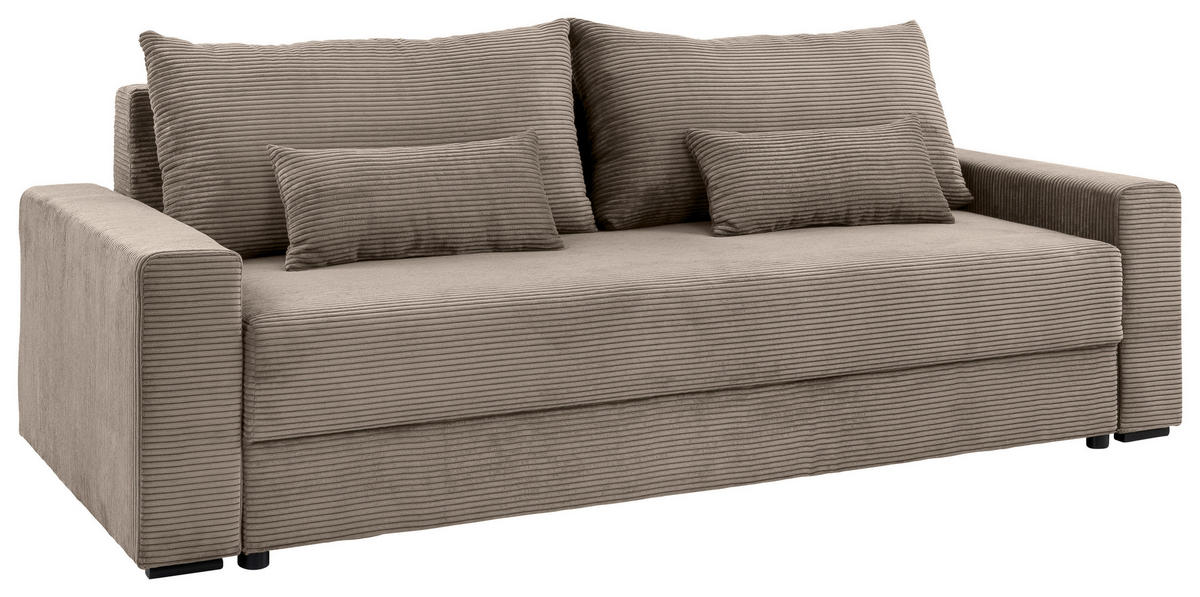 SCHLAFSOFA in Cord Taupe  - Taupe/Schwarz, Konventionell, Kunststoff/Textil (233/92/108cm) - Carryhome