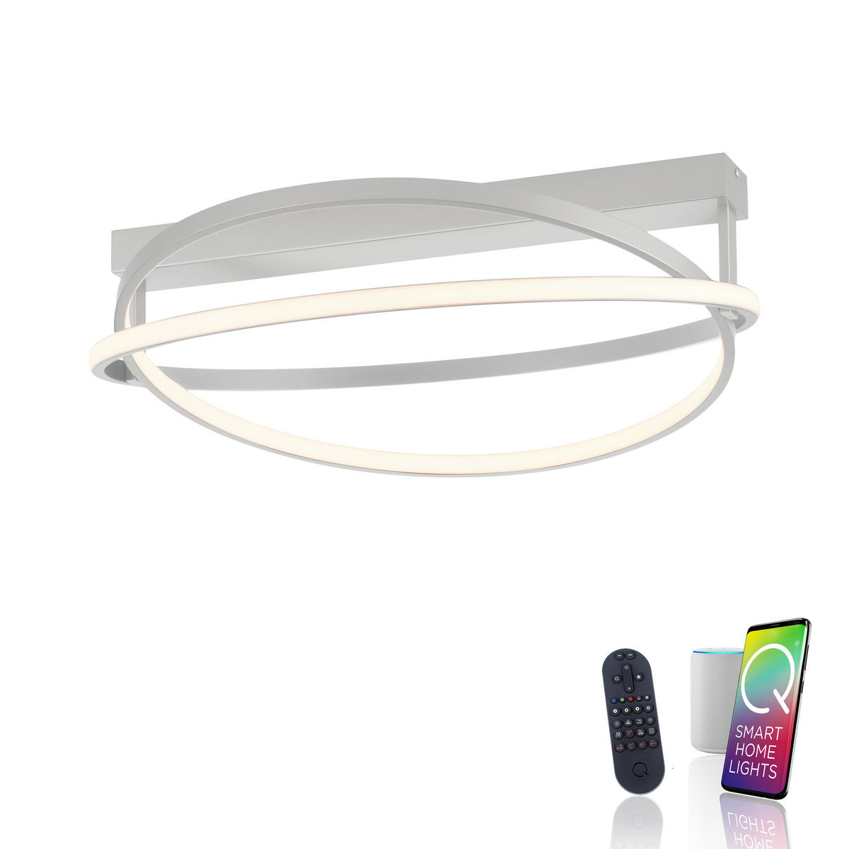 LED-DECKENLEUCHTE 59,5/59,5/25,5 cm    - Silberfarben, Design, Kunststoff/Metall (59,5/59,5/25,5cm)