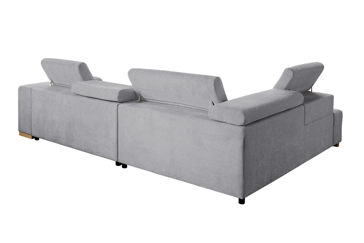 ECKSOFA in Chenille Grau  - Naturfarben/Grau, Design, Holz/Textil (201/307cm) - Livetastic
