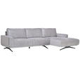 ECKSOFA in Webstoff Grau  - Schwarz/Grau, Design, Textil/Metall (320/172cm) - Valnatura