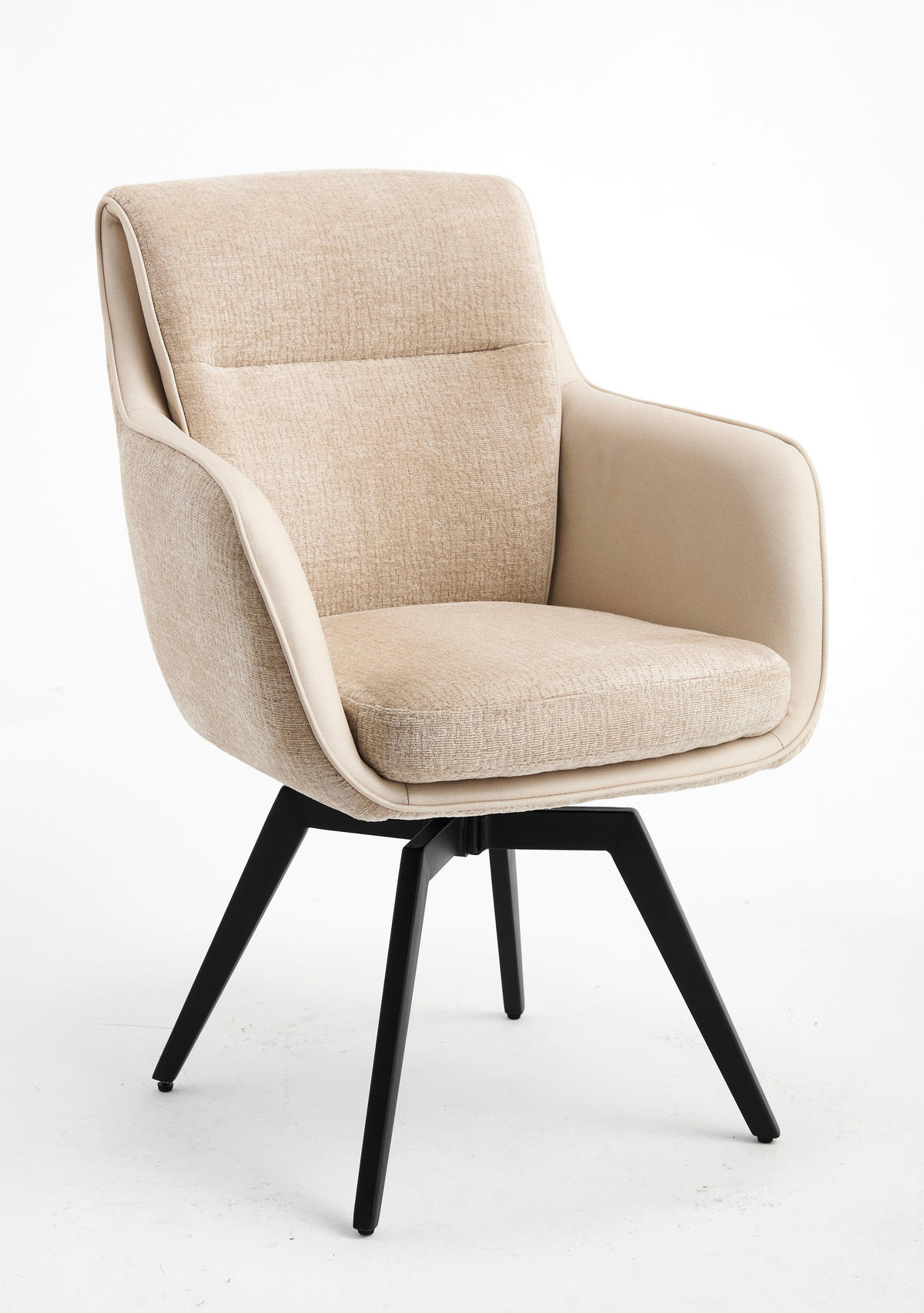 ARMLEHNSTUHL  in Eisen Chenille, Jacquard  - Beige/Schwarz, MODERN, Textil/Metall (62/92/68cm) - Livetastic