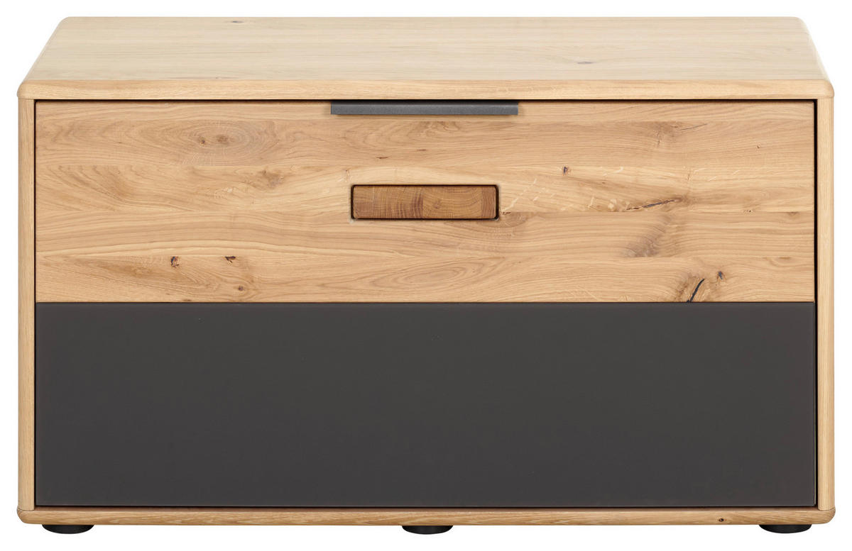 GARDEROBENBANK 84/47/38 cm  - Eiche Bianco/Anthrazit, Natur, Glas/Holz (84/47/38cm) - Linea Natura