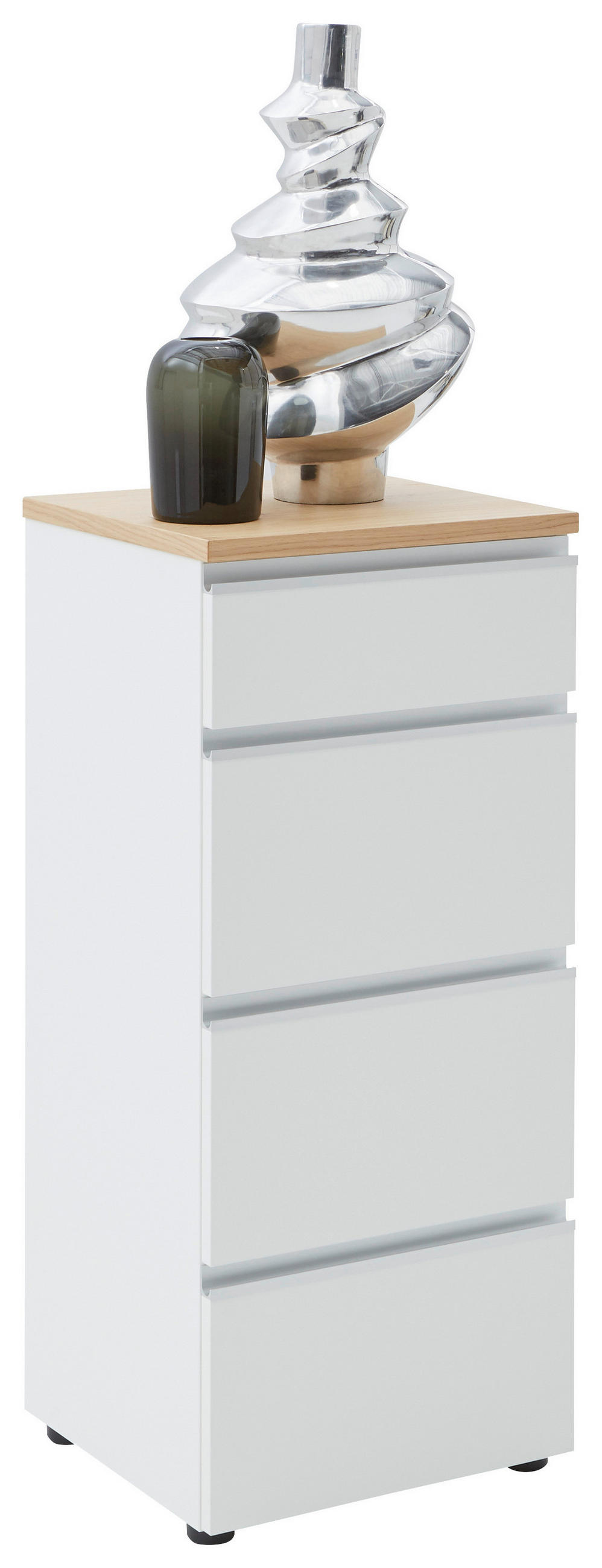 KOMMODE , 45/102/41 cm, 4 Schublade(n)  - Weiss/Eichefarben, Design, Holz/Holzwerkstoff (45/102/41cm) - Dieter Knoll