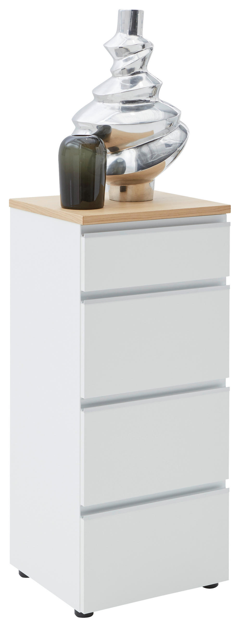 KOMMODE , 45/102/41 cm, 4 Schublade(n)  - Eichefarben/Silberfarben, Design, Holz/Holzwerkstoff (45/102/41cm) - Dieter Knoll