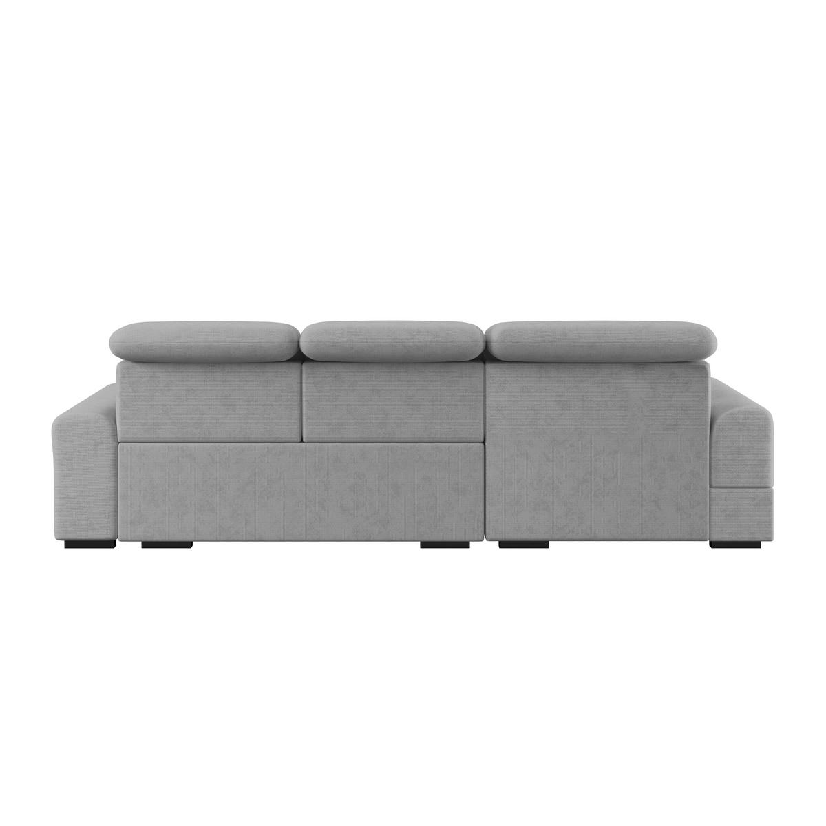 ECKSOFA Grau Chenille Rücken echt, Kopfteilverstellung  - Schwarz/Grau, KONVENTIONELL, Holz/Textil (203/286cm) - MID.YOU