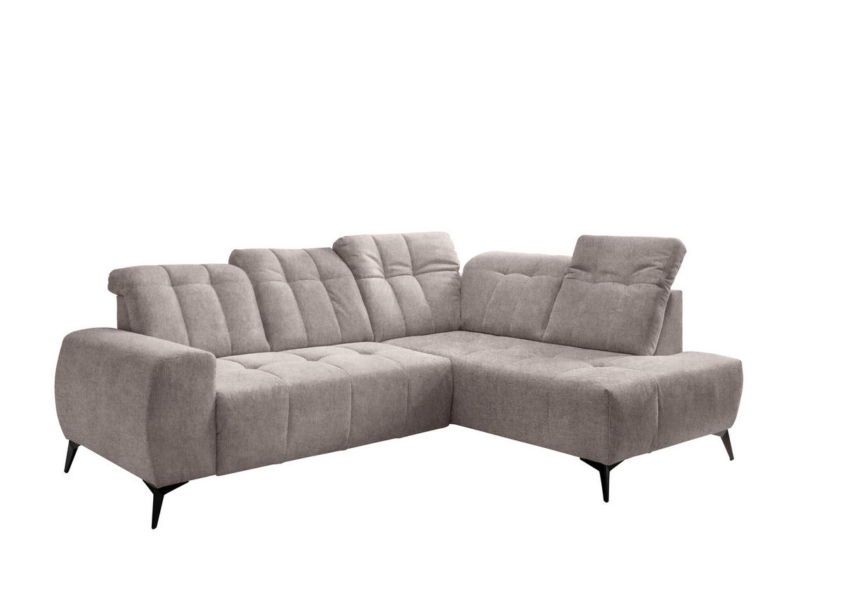 ECKSOFA in Mikrofaser Taupe  - Taupe/Schwarz, Modern, Textil/Metall (261/200cm) - Livetastic
