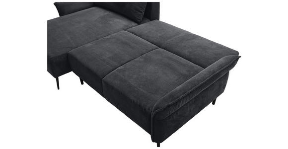 ECKSOFA in Chenille Schwarz  - Schwarz, KONVENTIONELL, Textil/Metall (164/255cm) - Carryhome