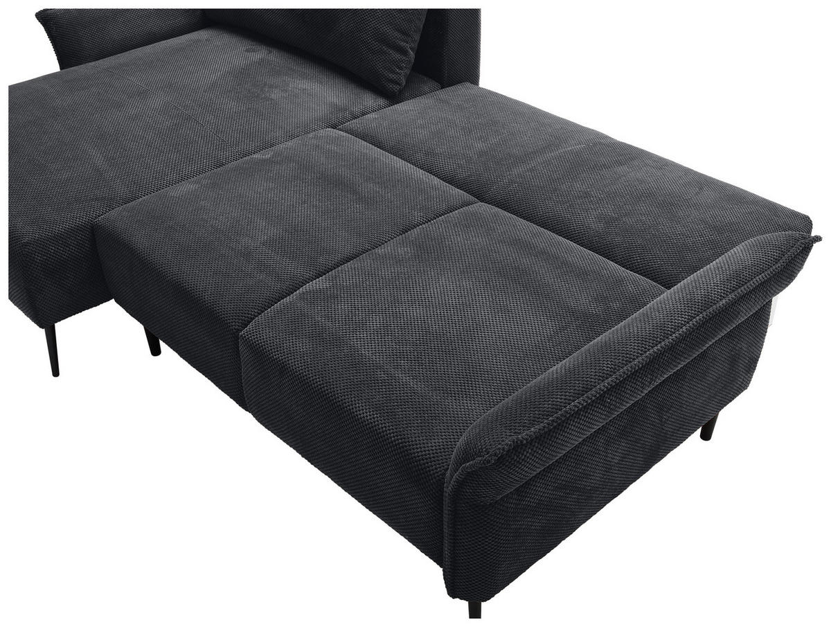 ECKSOFA in Chenille Schwarz  - Schwarz, Konventionell, Textil/Metall (164/255cm) - Carryhome