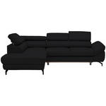 ECKSOFA in Echtleder Schwarz  - Schwarz, Design, Leder/Metall (220/270cm) - Novel
