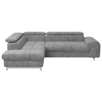 ECKSOFA Hellgrau Mikrofaser  - Chromfarben/Hellgrau, KONVENTIONELL, Textil/Metall (206/257cm) - Livetastic