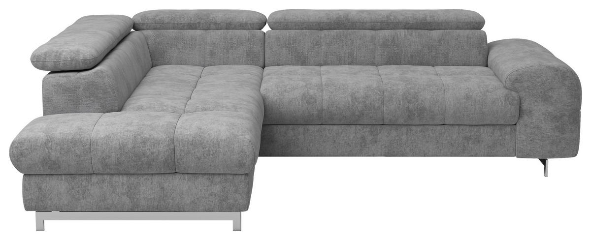 ECKSOFA Hellgrau Mikrofaser  - Chromfarben/Hellgrau, KONVENTIONELL, Textil/Metall (206/257cm) - Livetastic