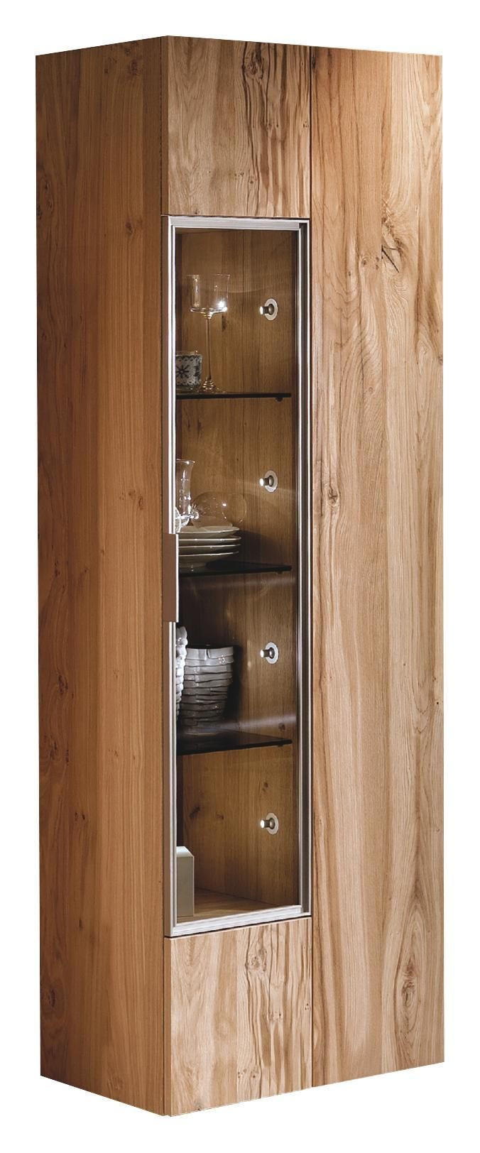 VITRÍNA, barvy dubu, 64/194/42 cm - barvy stříbra/černá, Natur, kov/dřevo (64/194/42cm) - Voglauer
