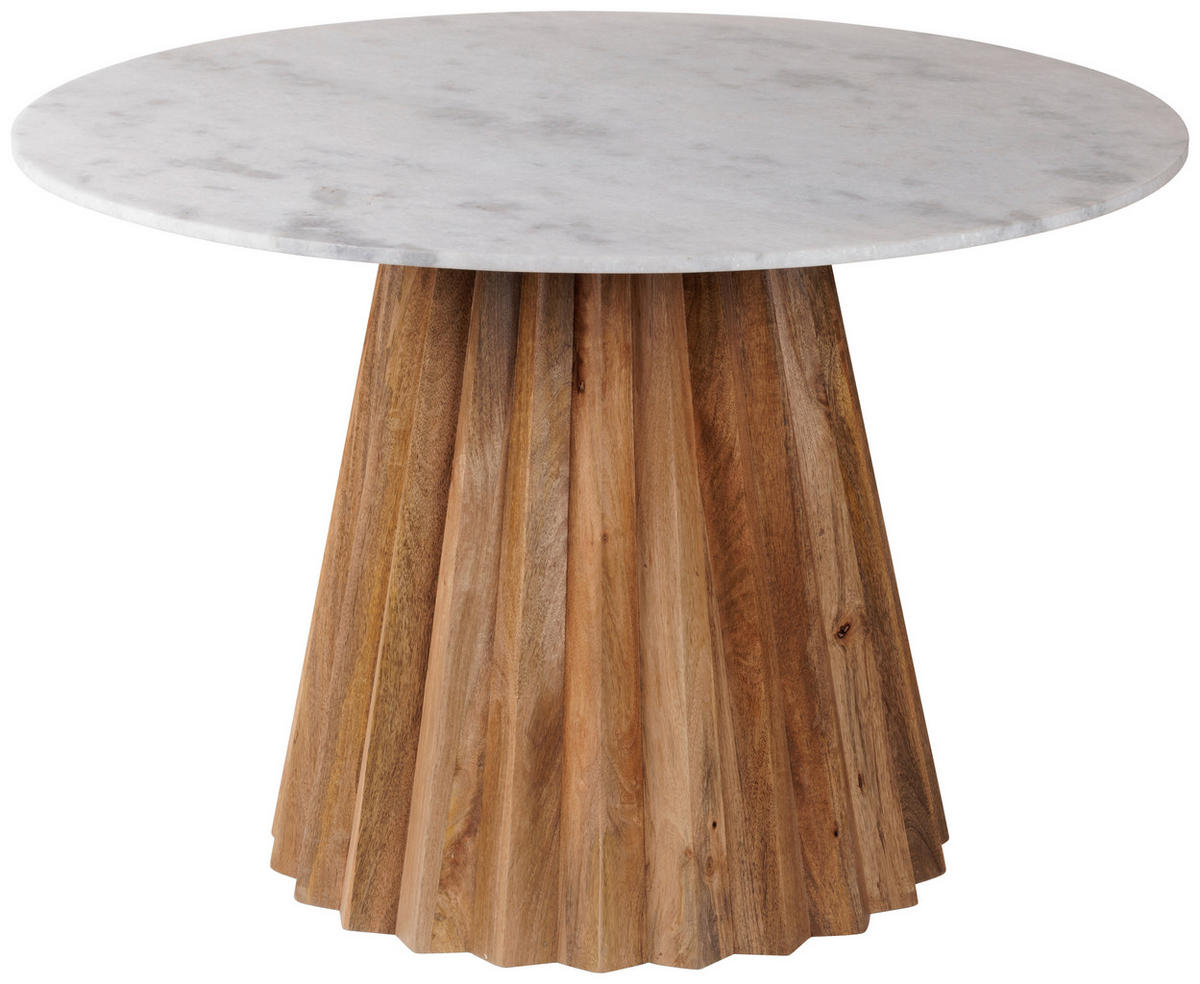 ESSTISCH 115/76/115 cm Echtholz  Holz, Stein schnell aufzubauende und stabile Arbeitsfläche rund Naturfarben  - Naturfarben, Modern, Holz/Stein (115/76/115cm) - Livetastic