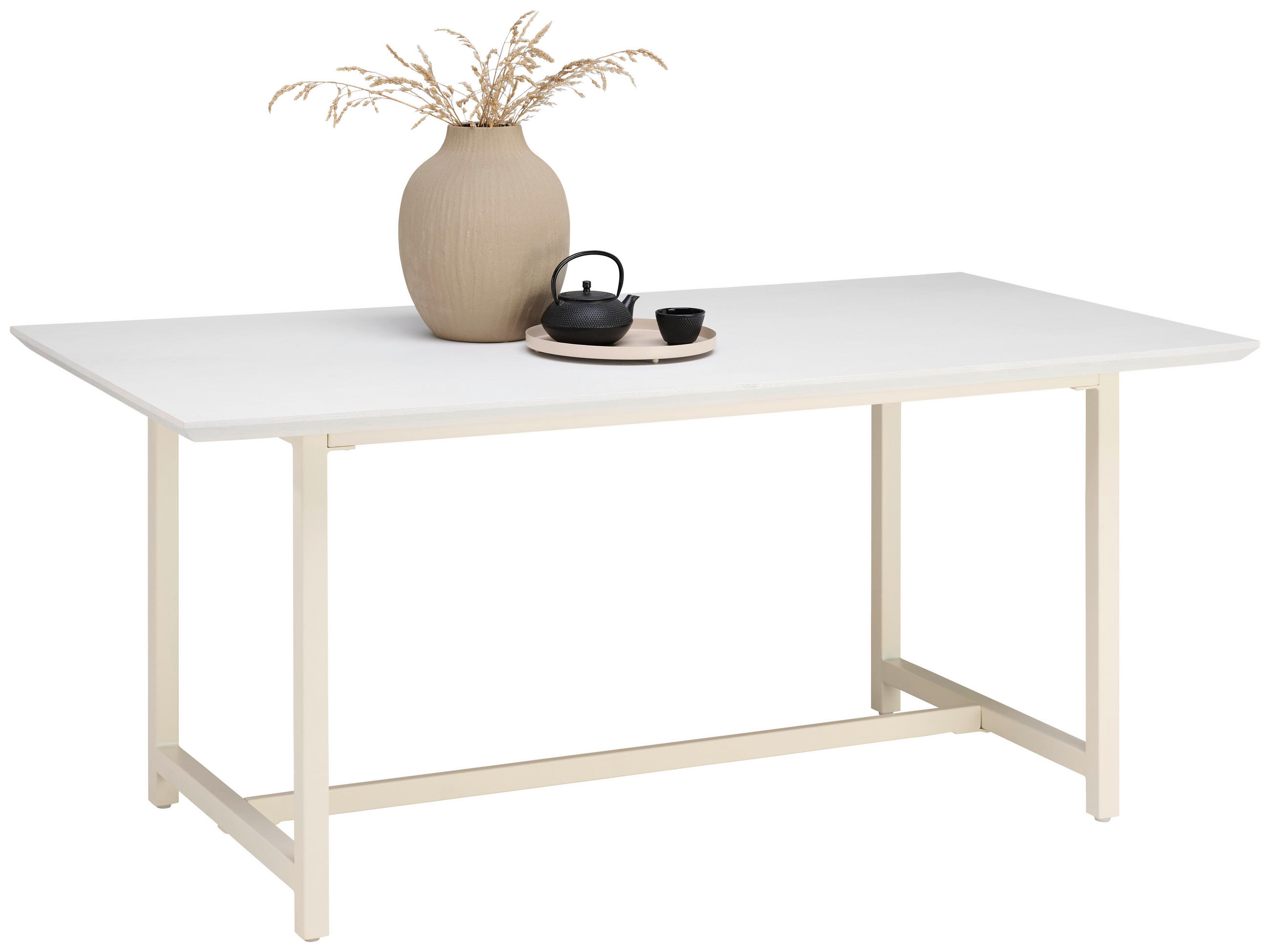 ESSTISCH 180/90/76 cm teilmassiv  Holz, Metall, Holzwerkstoff rechteckig Weiß, Eschefarben  - Eschefarben/Weiß, MODERN, Holz/Holzwerkstoff (180/90/76cm) - Lomoco