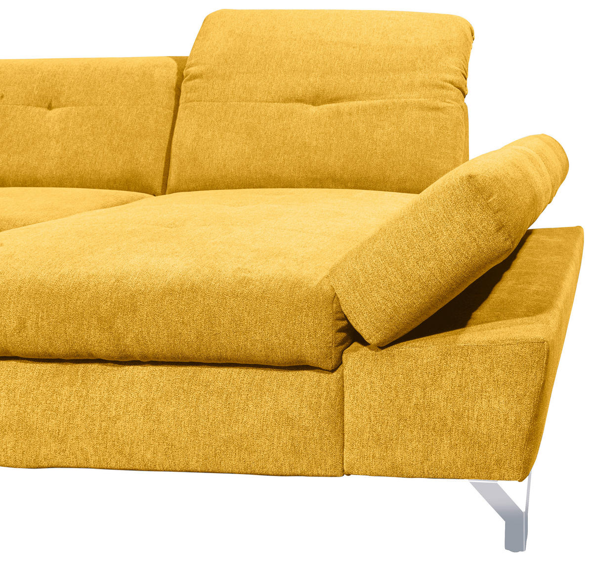 WOHNLANDSCHAFT in Mikrovelours Gelb  - Gelb/Silberfarben, Modern, Textil/Metall (245/350/168cm) - MID.YOU