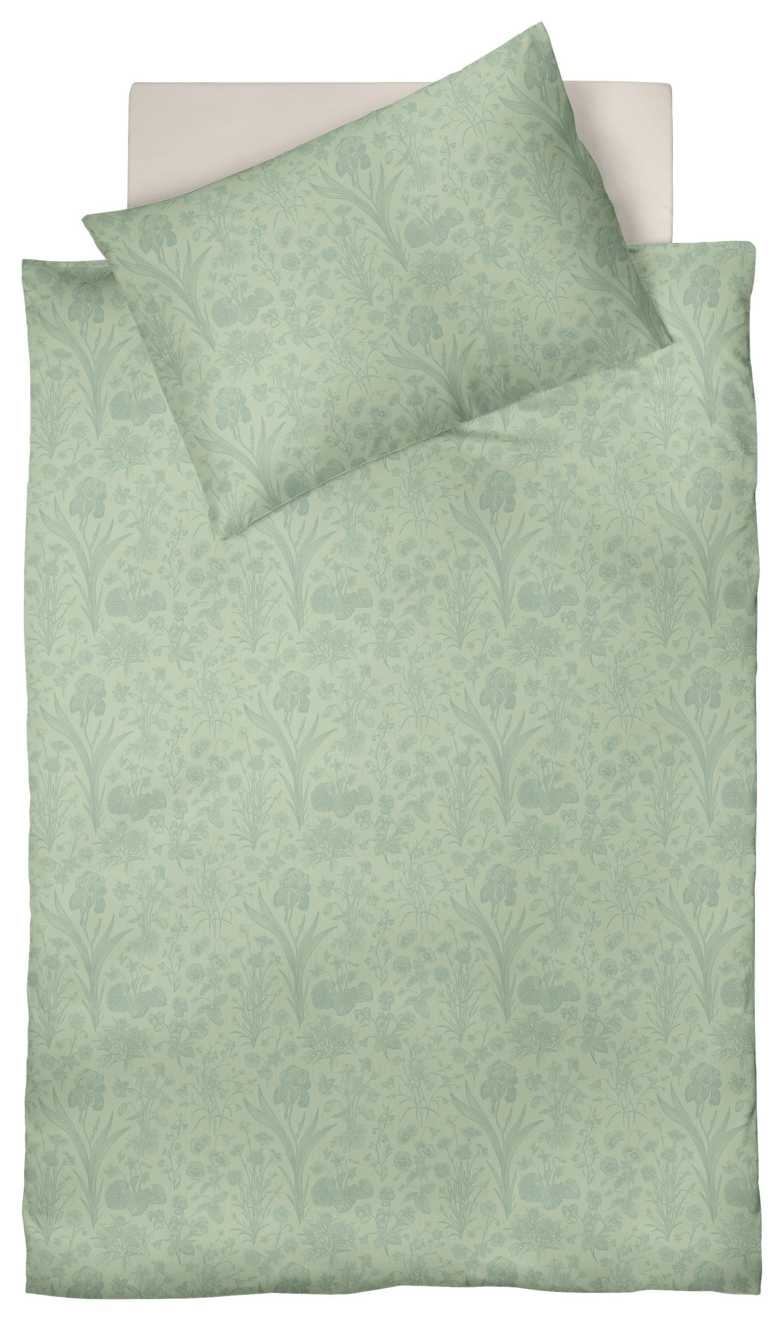 BETTWÄSCHE 2-teilig Damast 140/200 cm  - Salbeigrün, Basics, Textil (140/200cm) - Fleuresse