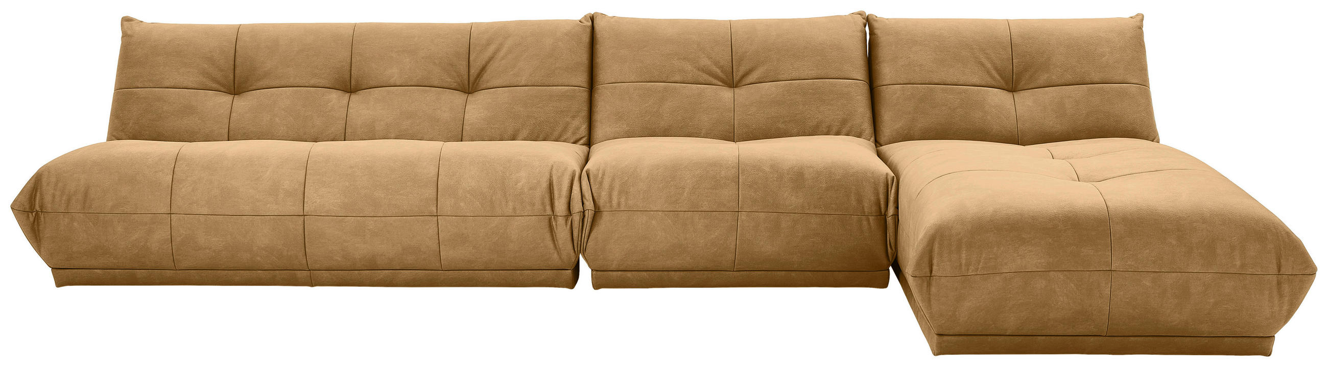 ECKSOFA Hellbraun Lederlook  - Hellbraun, Trend, Textil (390/185cm) - Livetastic