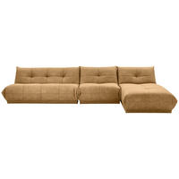 ECKSOFA in Lederlook Hellbraun  - Hellbraun, Trend, Textil (390/185cm) - Livetastic