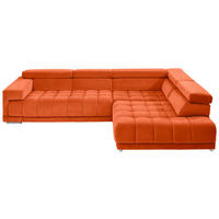 ECKSOFA Orange Mikrofaser  - Chromfarben/Orange, Design, Textil/Metall (326/222cm) - Beldomo Speed