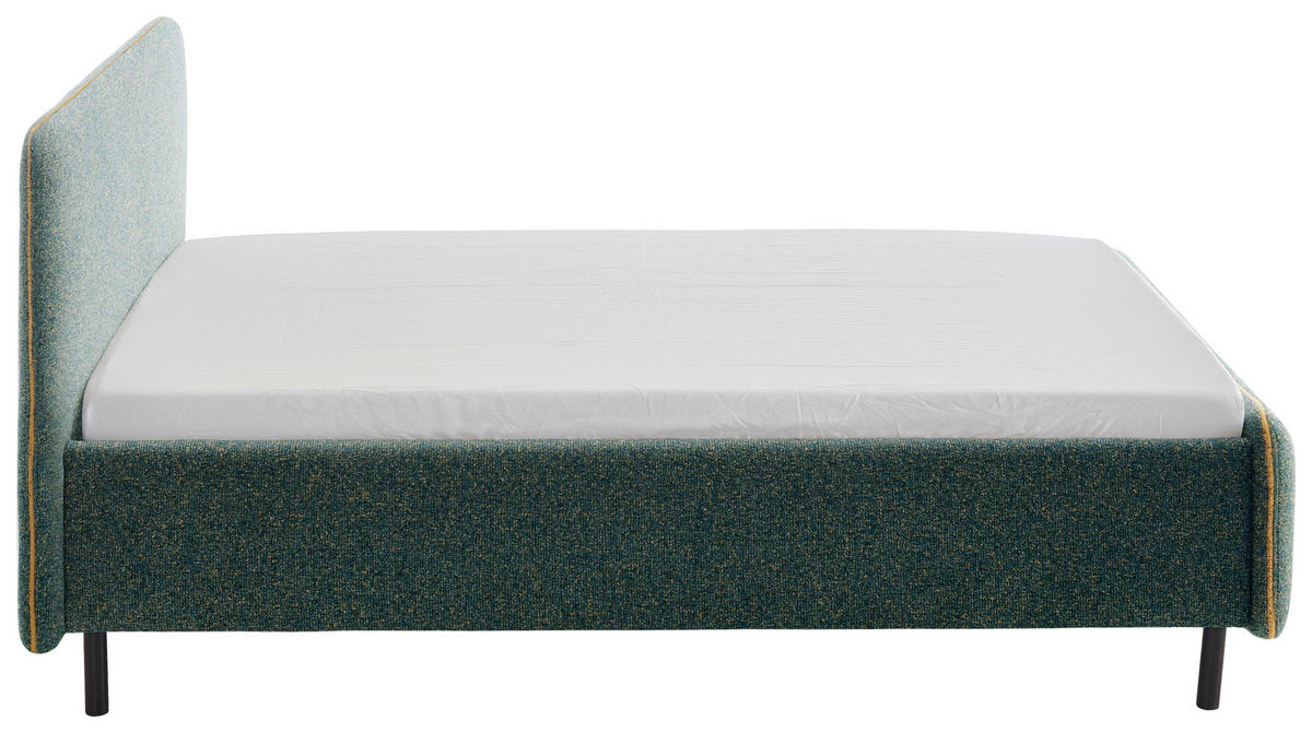 POLSTERBETT 140/200 cm  in Gelb, Dunkelgrün  - Dunkelgrün/Gelb, Design, Textil/Metall (140/200cm) - Xora