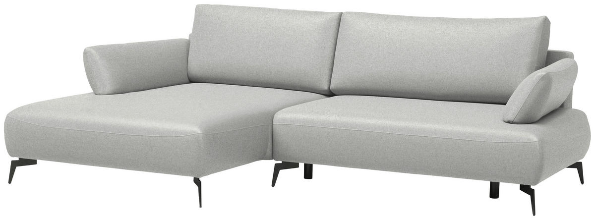 ECKSOFA COLORADO in Struktur Hellgrau  - Hellgrau/Schwarz, Design, Textil/Metall (186/284cm) - Lomoco