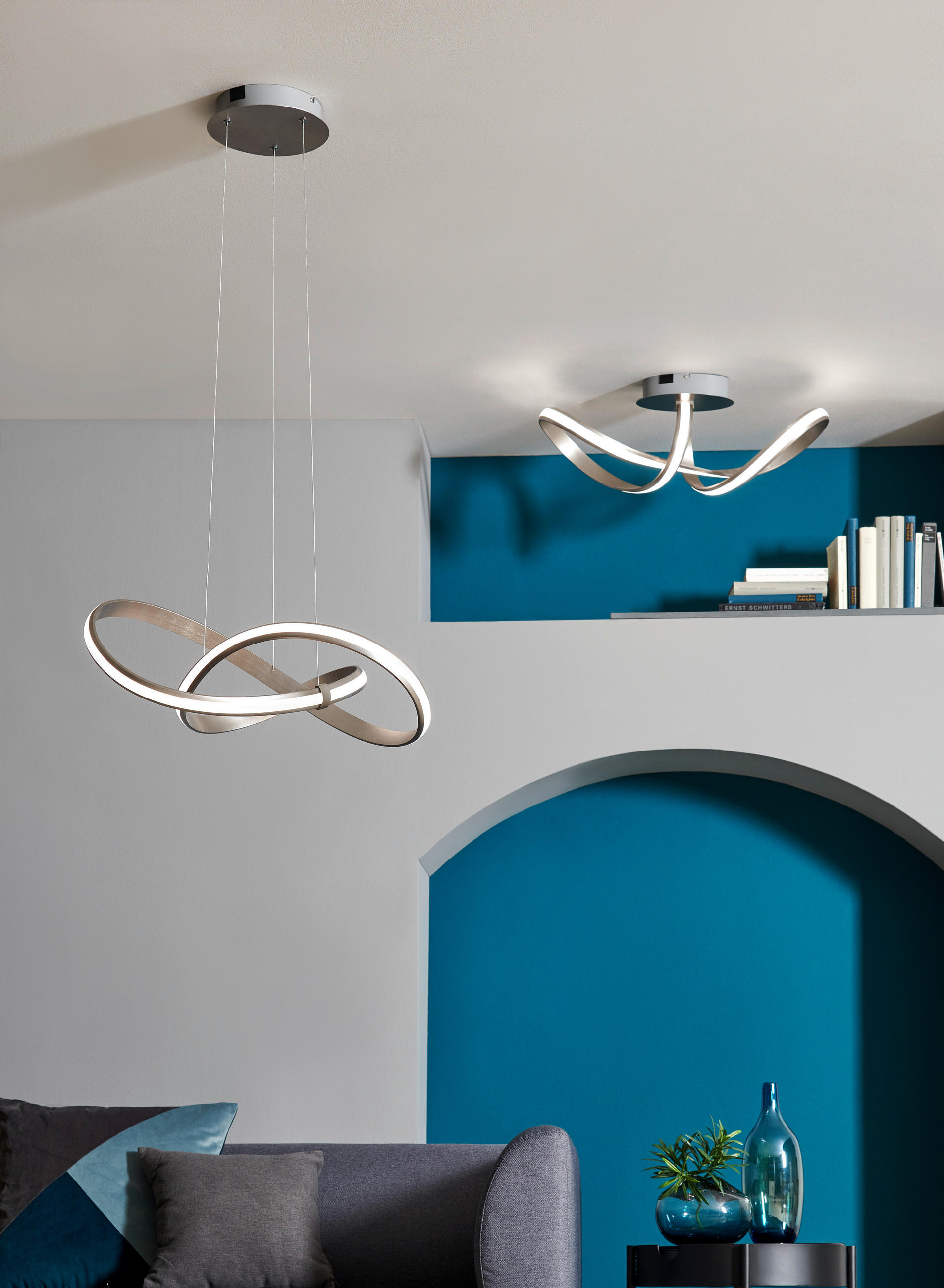 LED-DECKENLEUCHTE LOLASMART-MELINDA 64/25/25 cm   - Alufarben/Weiß, Design, Kunststoff/Metall (64/25/25cm)