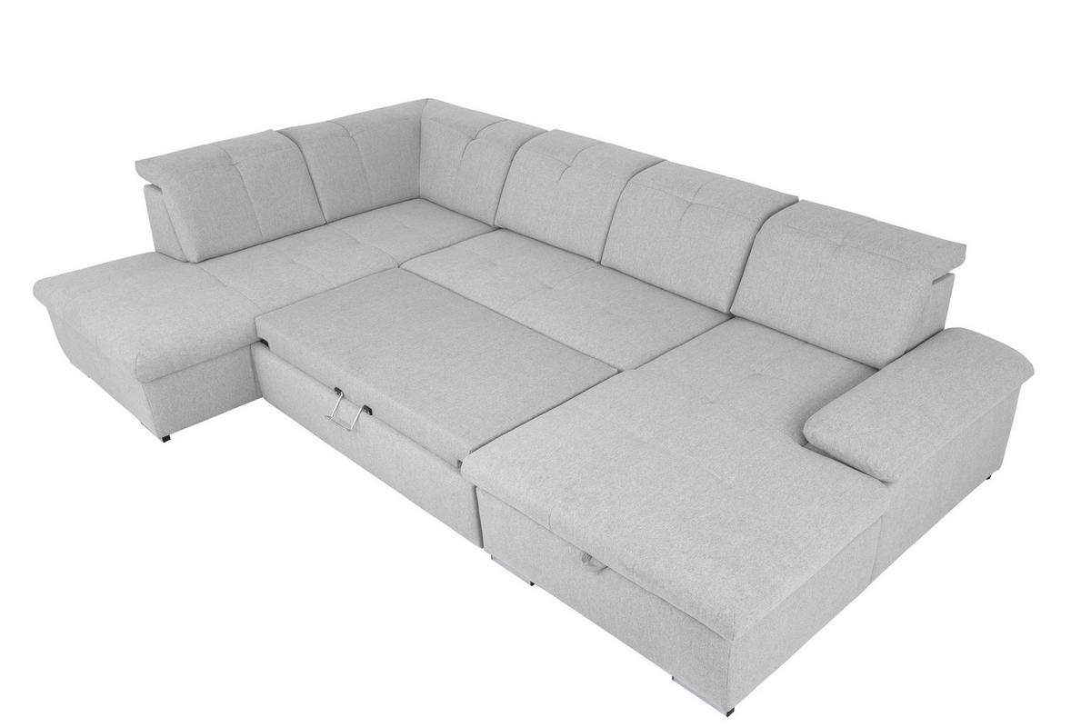 WOHNLANDSCHAFT Hellgrau  - Hellgrau/Grau, Design, Textil/Metall (215/328/173cm) - MID.YOU