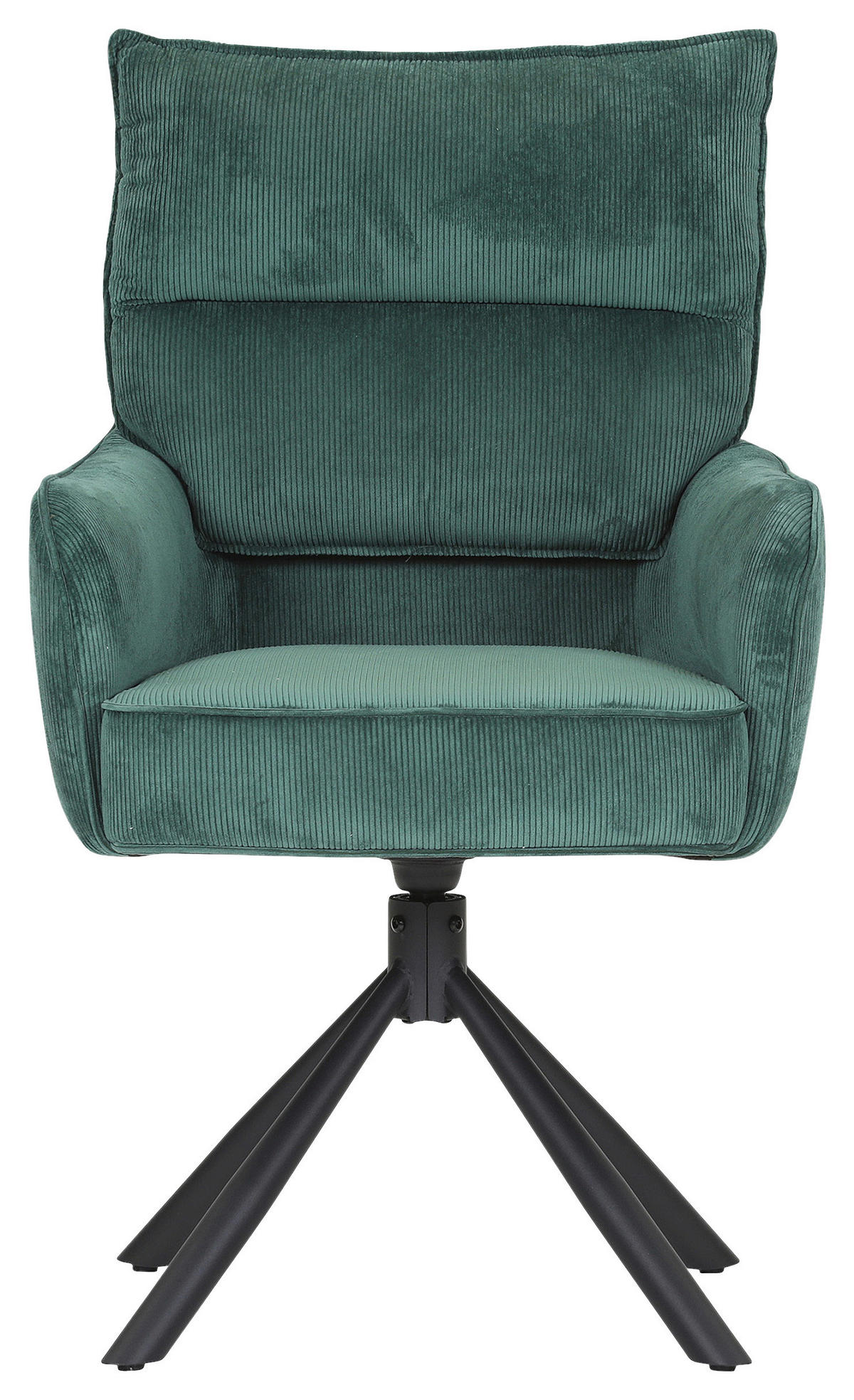 ARMLEHNSTUHL  Stoffauswahl, Sitzfläche 360° drehbar, automatische Rückholfunktion Cord  - Schwarz/Grün, Design, Textil/Metall (60/95/62cm) - Novel
