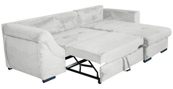 ECKSOFA Hellgrau Cord - Hellgrau/Schwarz, KONVENTIONELL, Textil/Metall (258/168cm) - Carryhome