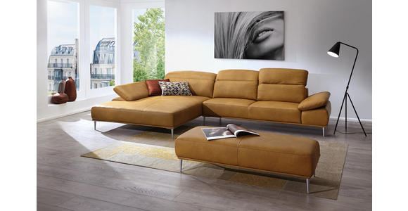WOHNLANDSCHAFT in Leder Braun - Schwarz/Braun, Natur, Leder/Metall (288/182cm) - Valnatura